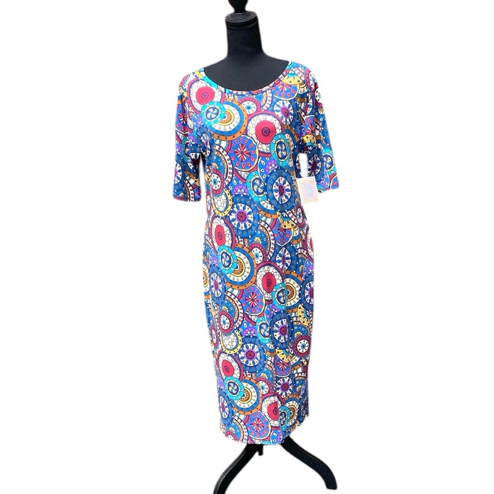 NWT LuLaRoe Vibrant Multicolor Mosaic Print Dress XL